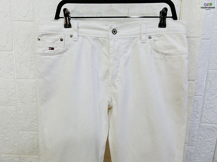 TOMMY HILFIGER แท้ เอว35 กางเกงยีนส์ขายาวขาวคลาสสิกสปอต รูปที่ 2