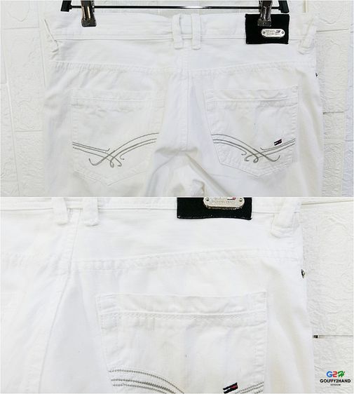 TOMMY HILFIGER แท้ เอว35 กางเกงยีนส์ขายาวขาวคลาสสิกสปอต รูปที่ 7
