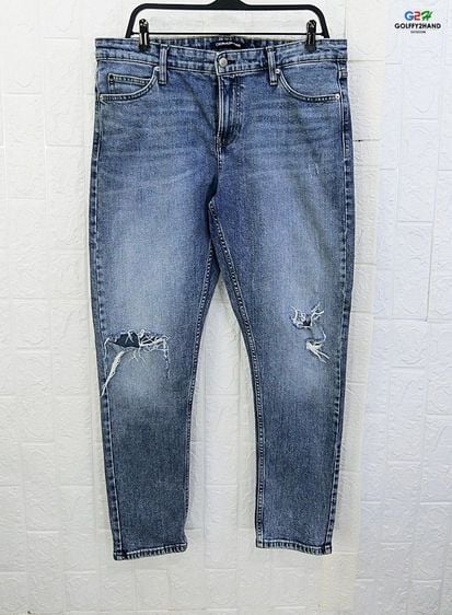 XL ฟ้า แขนยาว CKJ Calvin Klein Jeans แท้ เอว35 กางเกงยีนส์ขายาวคลาสสิกสปอต