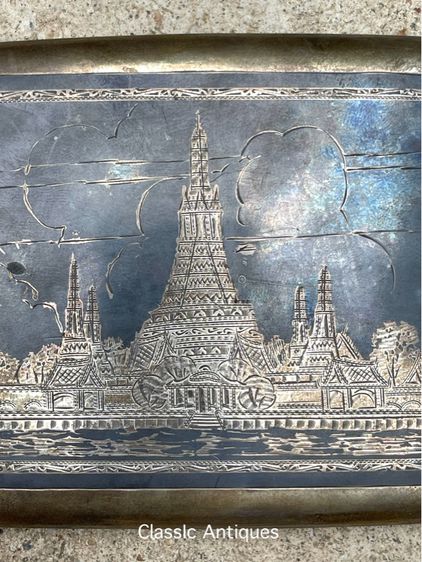 ตลับเงิน ลายวัดอรุณ ปี2489 โบราณเก่าสะสม รูปที่ 6