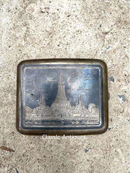 ตลับเงิน ลายวัดอรุณ ปี2489 โบราณเก่าสะสม รูปที่ 5