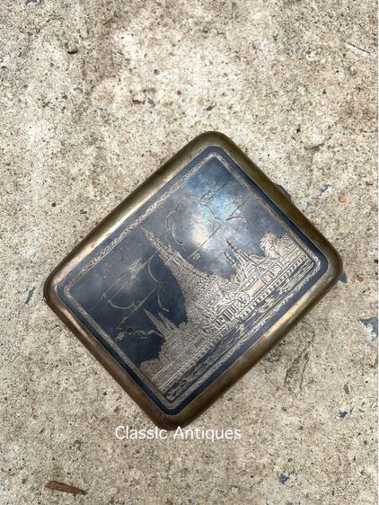 ตลับเงิน ลายวัดอรุณ ปี2489 โบราณเก่าสะสม รูปที่ 7