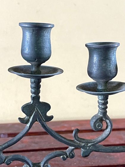 เชิงเทียน5ช่อ ทองเหลืองโบราณเก่าสะสม รูปที่ 8