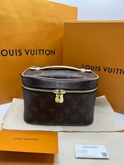 Louis Vuitton หนังแท้ หญิง น้ำตาล กระเป๋าถือ Lv nice mini microchip ปี24 
