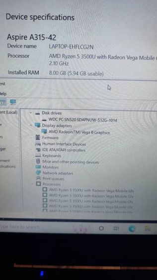 ACER Ryzen5 3500U  จอ15.6นิ้ว  RAM8GB  SSD512Gb  รูปที่ 10