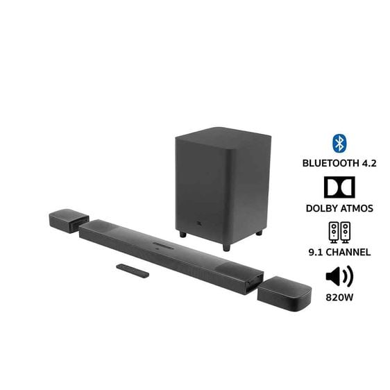 JBL Bar 9.1 ลำโพงซาวด์บาร์ พร้อมตู้ซับวูฟเฟอร์ไร้สาย 10 นิ้ว 820 วัตต์ ระบบเสียง Dolby Atmos 9.1 ชาแนล