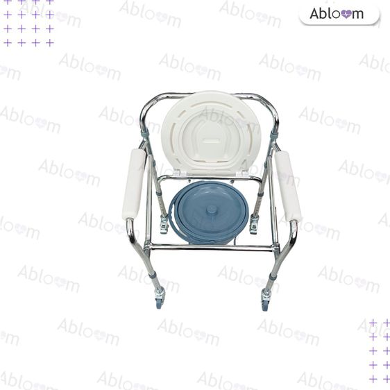 Abloom เก้าอี้นั่งถ่าย เหล็กชุบ พับได้ ปรับระดับได้  รุ่นมีล้อ Foldable Steel Commode Chair, Height Adjustable With Wheels รูปที่ 11