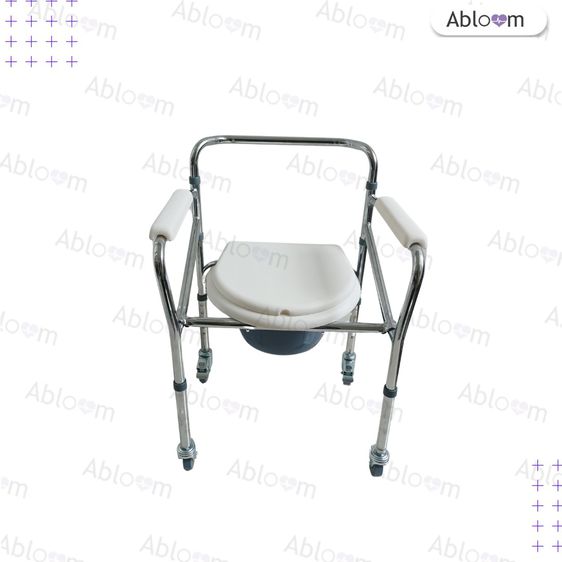 Abloom เก้าอี้นั่งถ่าย เหล็กชุบ พับได้ ปรับระดับได้  รุ่นมีล้อ Foldable Steel Commode Chair, Height Adjustable With Wheels รูปที่ 7