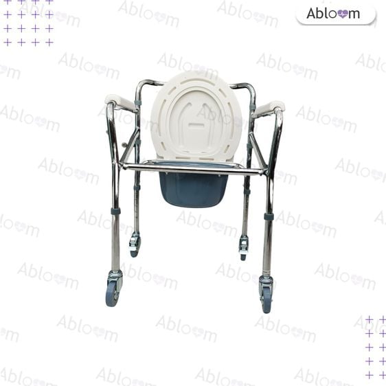 Abloom เก้าอี้นั่งถ่าย เหล็กชุบ พับได้ ปรับระดับได้  รุ่นมีล้อ Foldable Steel Commode Chair, Height Adjustable With Wheels รูปที่ 10