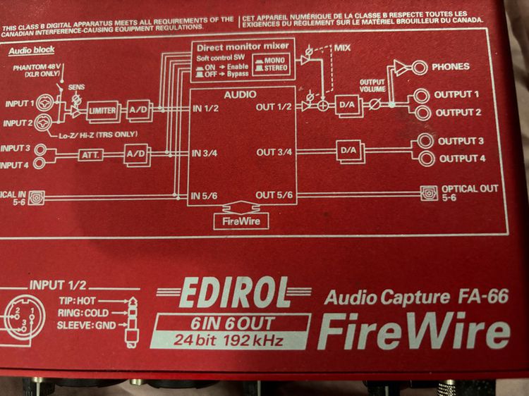 ขาย Audio Interface Roland FA66 Firewire 6in 6out เสียงดี ใช้งานได้ปกติ รูปที่ 2