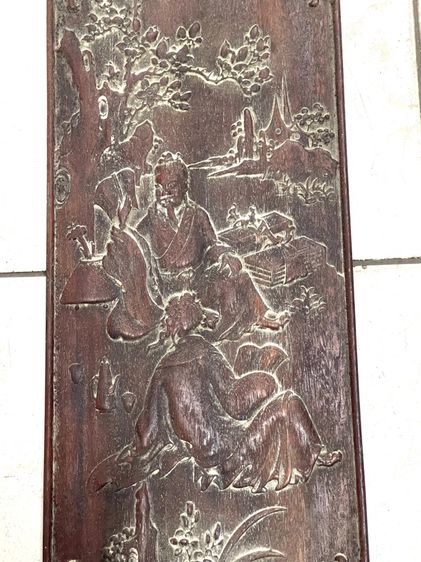 แผ่นไม้แกะสลัก ขุนนางจีนเก่าสะสมA4 รูปที่ 11