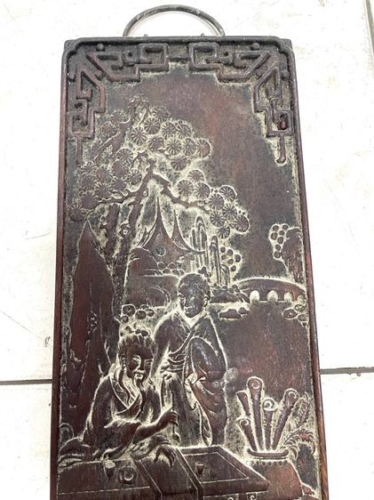 แผ่นไม้แกะสลัก ขุนนางจีนเก่าสะสมA4 รูปที่ 7