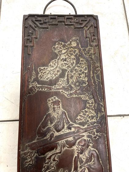 แผ่นไม้แกะสลัก ขุนนางจีนเก่าสะสมA4 รูปที่ 4