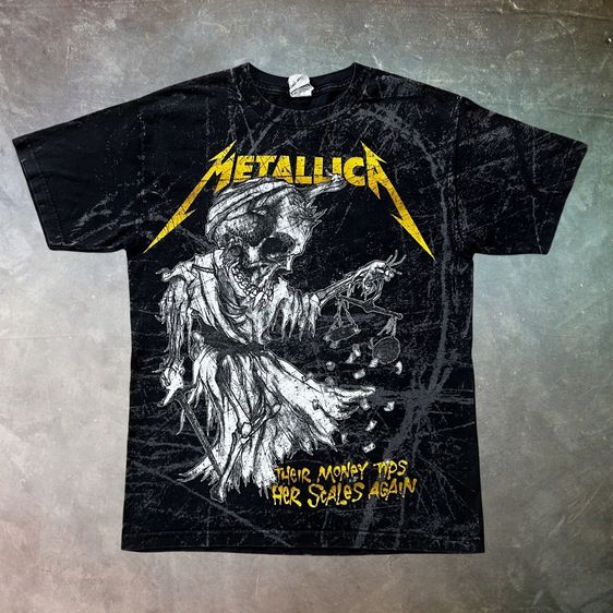 อื่นๆ เสื้อทีเชิ้ต ดำ แขนสั้น Metallica Their Money Tips Her Scales Again t-shirt