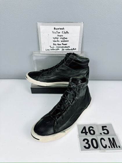 รองเท้า Converse Jack Purcell Sz.12us46.5eu30cm สีดำ สภาพสวย เชือกเดิม ไม่ขาดซ่อม ใส่เที่ยวหล่อ รูปที่ 1