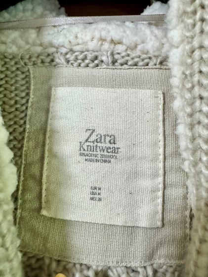 เสื้อกันหนาวมีฮู้ด Zara Knit Wear ของแท้ size M สีสวยสุภาพ ใส่แมทได้ง่าย สภาพดีมาก รูปที่ 7