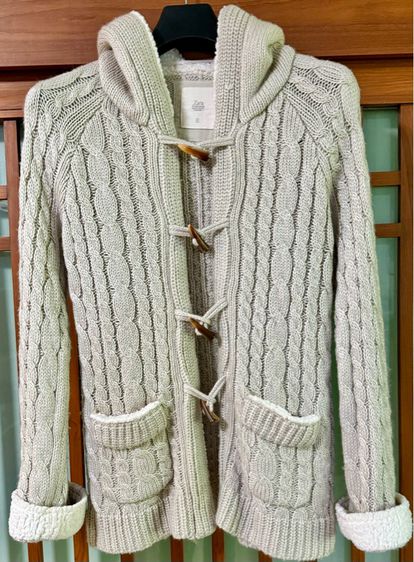 เสื้อกันหนาวมีฮู้ด Zara Knit Wear ของแท้ size M สีสวยสุภาพ ใส่แมทได้ง่าย สภาพดีมาก รูปที่ 8