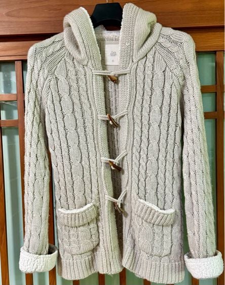 เสื้อกันหนาวมีฮู้ด Zara Knit Wear ของแท้ size M สีสวยสุภาพ ใส่แมทได้ง่าย สภาพดีมาก รูปที่ 4