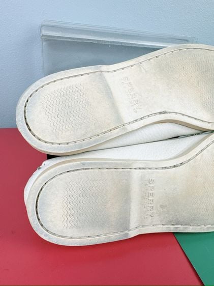 รองเท้าหนังแท้ Sperry Sz.13us47eu31cm Made in Dominican Republic ทรงBoat Shoes สีขาวล้วน สภาพสวย ไม่ขาดซ่อม ใส่เที่ยวทำงานได้หมด รูปที่ 5