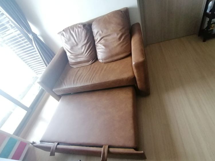 2-seat sofa bed, brown รูปที่ 1