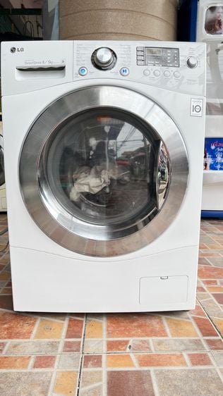 เครื่องซักผ้าอบผ้า เครื่องซักผ้าฝาหน้า lg ขนาด 8กิโล อบแห้ง5กิโลมือสองพร้อมใช้งานได้ปกติ