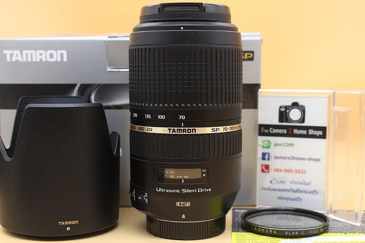เลนส์ซูม ขาย Lens Tamron SP 70-300mm F4-5.6 Di VC USD (For Nikon) สภาพสวยใหม่ ไร้ฝ้า รา อุปกรณ์ครบกล่อง