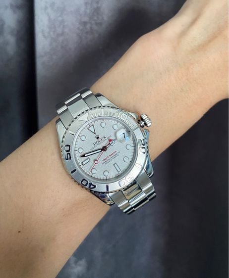 เทา Rolex Yacht Master 168622 Platinum Bezel Watch
