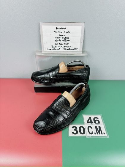 รองเท้าหนังแท้ Florsheim Sz.12us46eu30cm(กว้าง3Eเท้ากว้างอูมใส่ได้) สีดำ พื้นหนังเย็บ สภาพสวย ไม่ขาดซ่อม ใส่เรียนทำงานได้