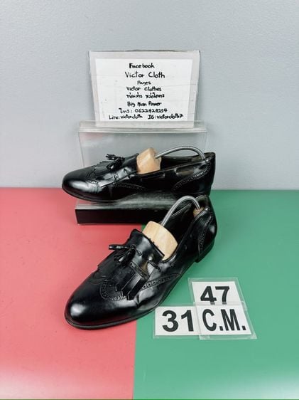 รองเท้าหนังแท้ Alfani Sz.13us47eu31cm Made in Italy สีดำ พื้นหนัง สภาพสวยงาม ไม่ขาดซ่อม ใส่ทำงานออกงานหล่อ