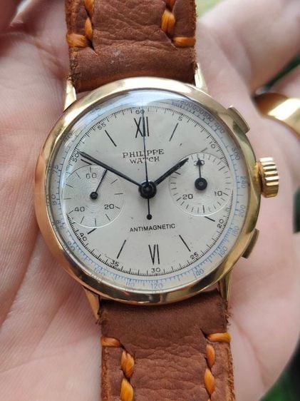 Vintage PHILIPPE WATCH Chronograph 18k Solid Gold