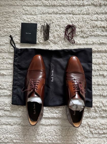 รองเท้าหนังแบบทางการ หนังแท้ UK 9 | EU 43 1/3 | US 9.5 น้ำตาล รองเท้าหนัง Paul Smith รุ่น Spencer Tan หนัง Calf Leather Made in Italy