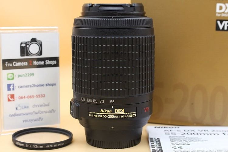 เลนส์ซูม ขาย Lens Nikon AF-S 55-200mm f4-5.6G ED DX VR Zoom สภาพสวย ไร้ฝ้า รา อุปกรณ์พร้อมกล่อง