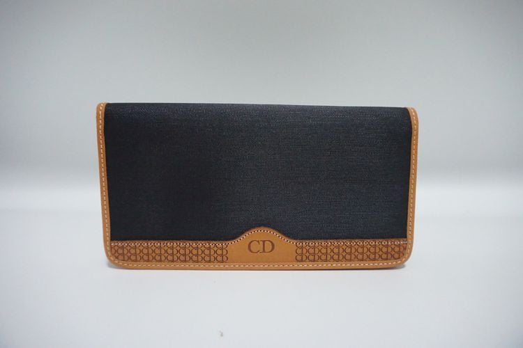 ดำ กระเป๋าหนังแท้  CD C hristian Dior long wallet