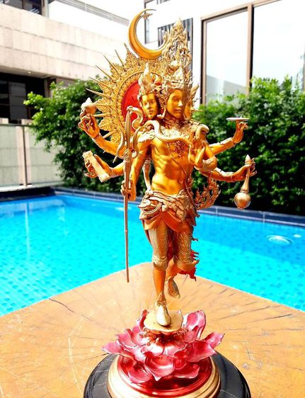 พระตรีมูรติ พระศิวะ พระนารายณ์ พระพรหม เนื้อบรอนซ์ สูงรวมฐานหินอ่อน11นิ้ว สวยงามน่าบูชา รูปที่ 15