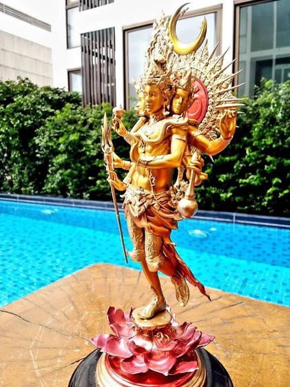 พระตรีมูรติ พระศิวะ พระนารายณ์ พระพรหม เนื้อบรอนซ์ สูงรวมฐานหินอ่อน11นิ้ว สวยงามน่าบูชา รูปที่ 10