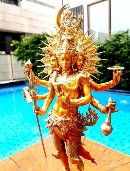 พระตรีมูรติ พระศิวะ พระนารายณ์ พระพรหม เนื้อบรอนซ์ สูงรวมฐานหินอ่อน11นิ้ว สวยงามน่าบูชา รูปที่ 9