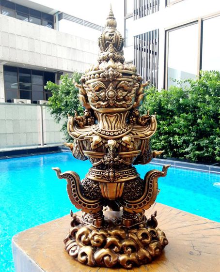 ท้าวเวสสุวรรณ ครูบาอริยชาติ เนื้อทองเหลืองรมดำ สูง14นิ้ว พุทธศิลป์สวยงามมาก รูปที่ 16