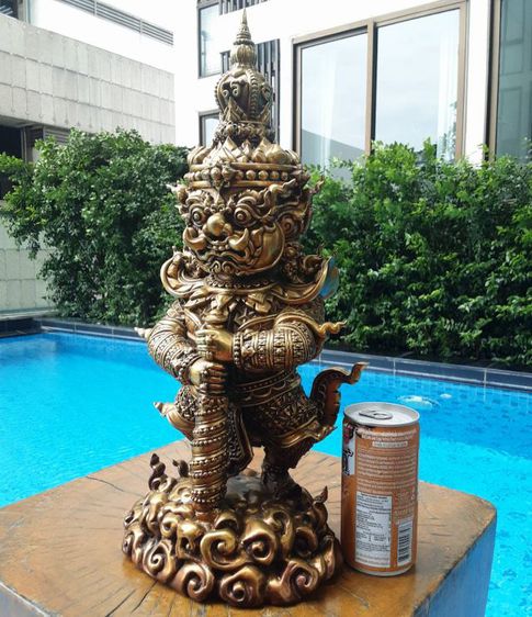 ท้าวเวสสุวรรณ ครูบาอริยชาติ เนื้อทองเหลืองรมดำ สูง14นิ้ว พุทธศิลป์สวยงามมาก รูปที่ 2