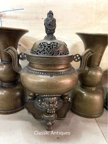 โหงวก่ง ชุดเครื่อง5 ทองเหลืองสะสม รูปที่ 4