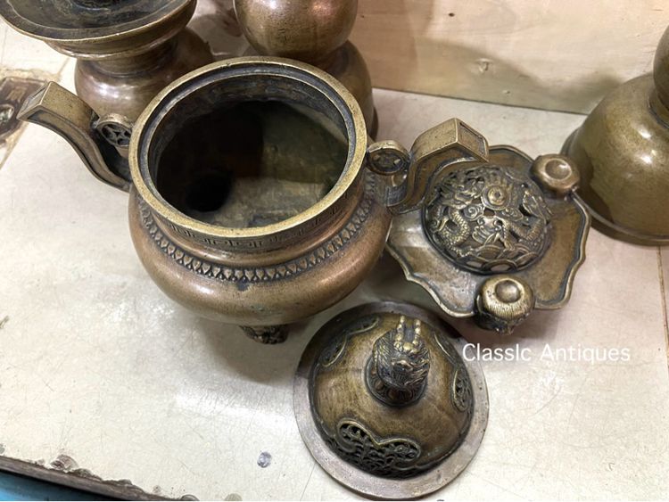 โหงวก่ง ชุดเครื่อง5 ทองเหลืองสะสม รูปที่ 6