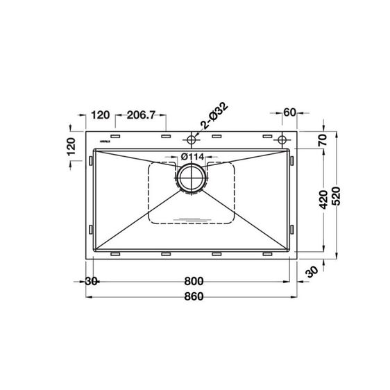 อ่างล้างจาน ซิงค์ล้างจาน 1 หลุม HAFELE รุ่น 495.39.610 รูปที่ 2