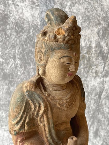 เจ้าแม่กวนอิม ไม้แกะสลักเก่าสะสมA1 รูปที่ 5