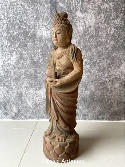 เจ้าแม่กวนอิม ไม้แกะสลักเก่าสะสมA1 รูปที่ 7