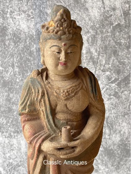 เจ้าแม่กวนอิม ไม้แกะสลักเก่าสะสมA1 รูปที่ 4