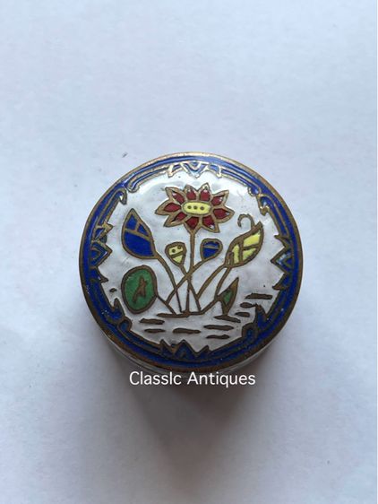 ตลับสีผึ้ง ทองเหลืองลงยาโบราณB2