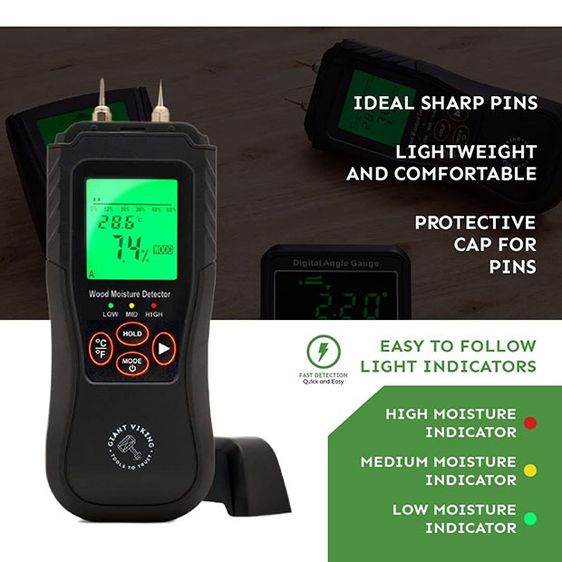 เครื่องวัดความชื้นพื้นคอนกรีต ความชื้นผนังก่อนทาสี ไม้แผ่น ระบบดิจิตอล ยี่ห้อ Giant Viking รุ่น GV1905 รูปที่ 4