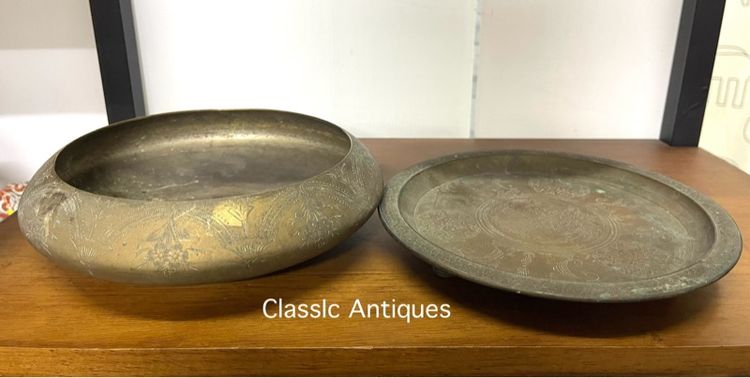 เชี่ยนหมาก ทองเหลืองโบราณ แกะลายดอกไม้ระย้า เก่าสะสม รูปที่ 16