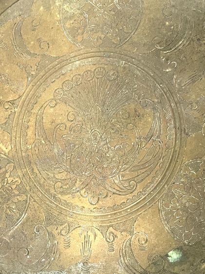 เชี่ยนหมาก ทองเหลืองโบราณ แกะลายดอกไม้ระย้า เก่าสะสม รูปที่ 8