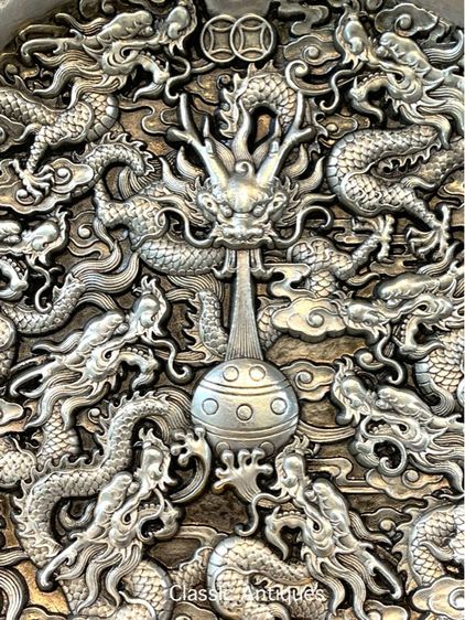 จาน มังกรเงิน เก้ามังกรกะไหล่เงิน สะสม รูปที่ 3