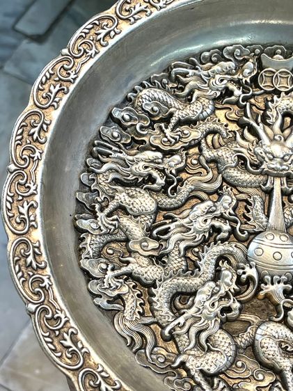จาน มังกรเงิน เก้ามังกรกะไหล่เงิน สะสม รูปที่ 14